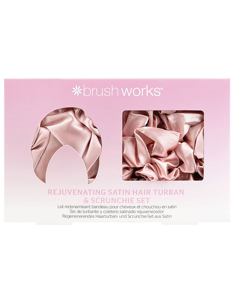Brushworks Rejuvenating Satin Hair Turban and Scrunchie Set