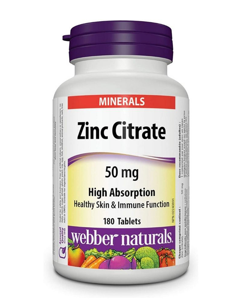 Webber Naturals Zinc Citrate 50 MG * 180