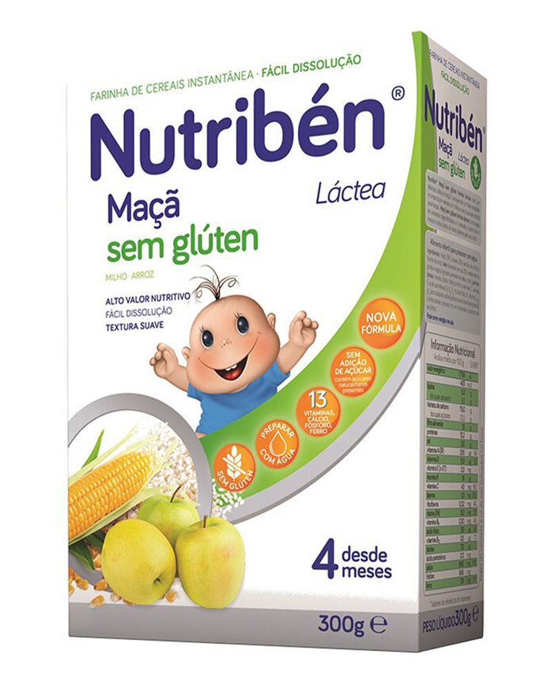 Nutriben Lactea Maça Sem Gluten 4 Months + * 300 G