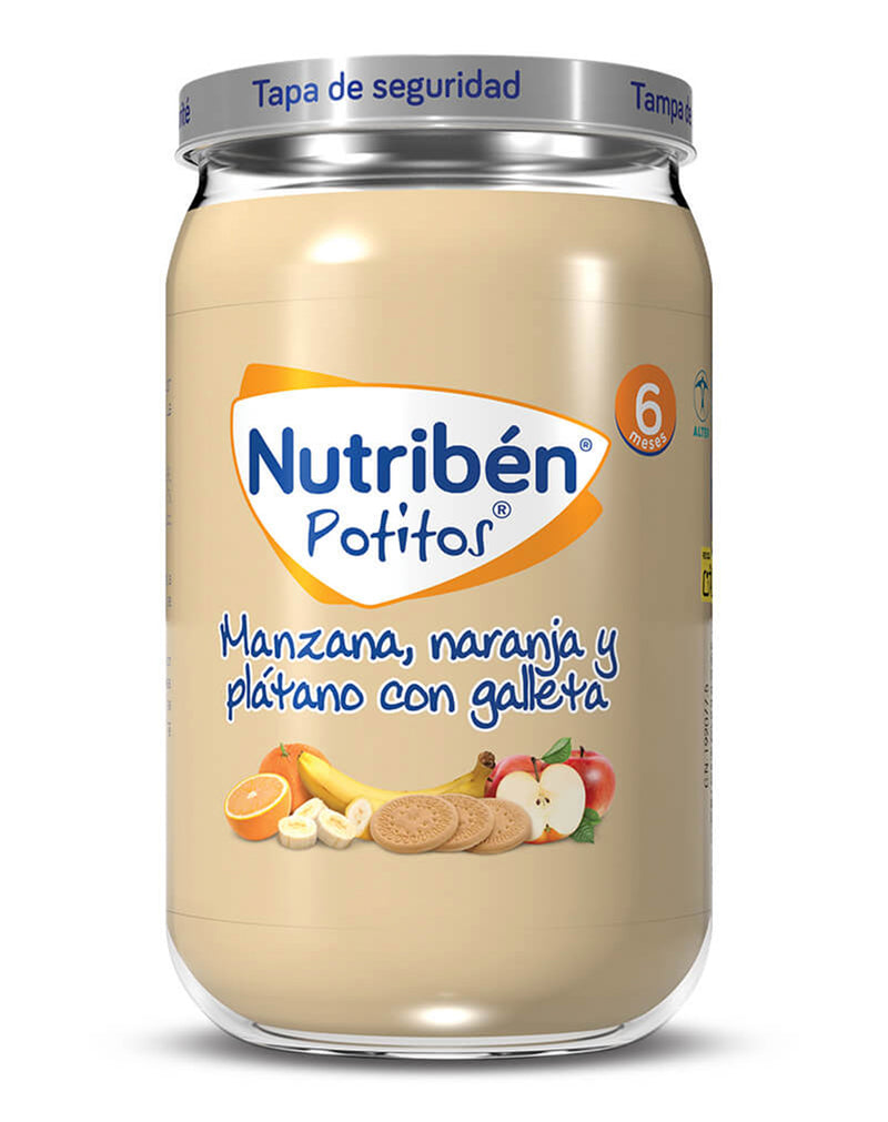 Nutriben Potitos Apple Orange Banana and Biscuit 6 Months + * 190 G