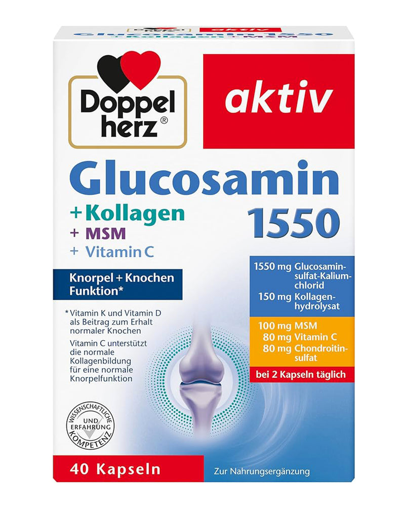 DoppelHerz Glucosamin 1550 + Kollagen + MSM + VItamin C * 40