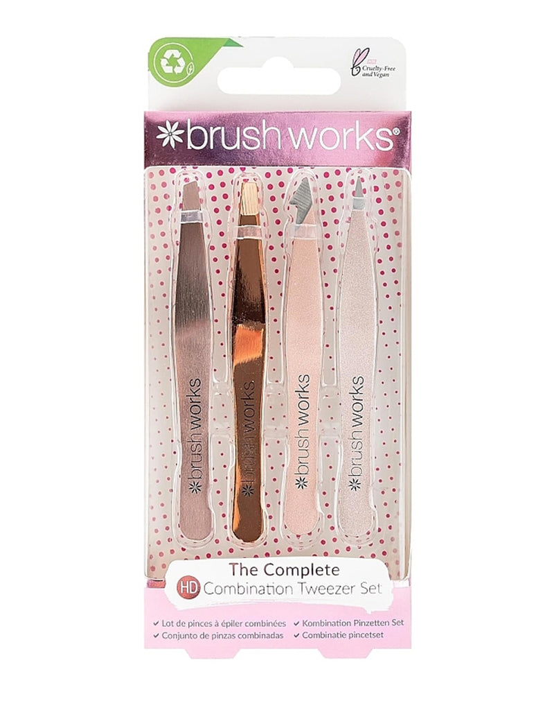 Brushworks HD 4 Piece Combination Tweezer Set