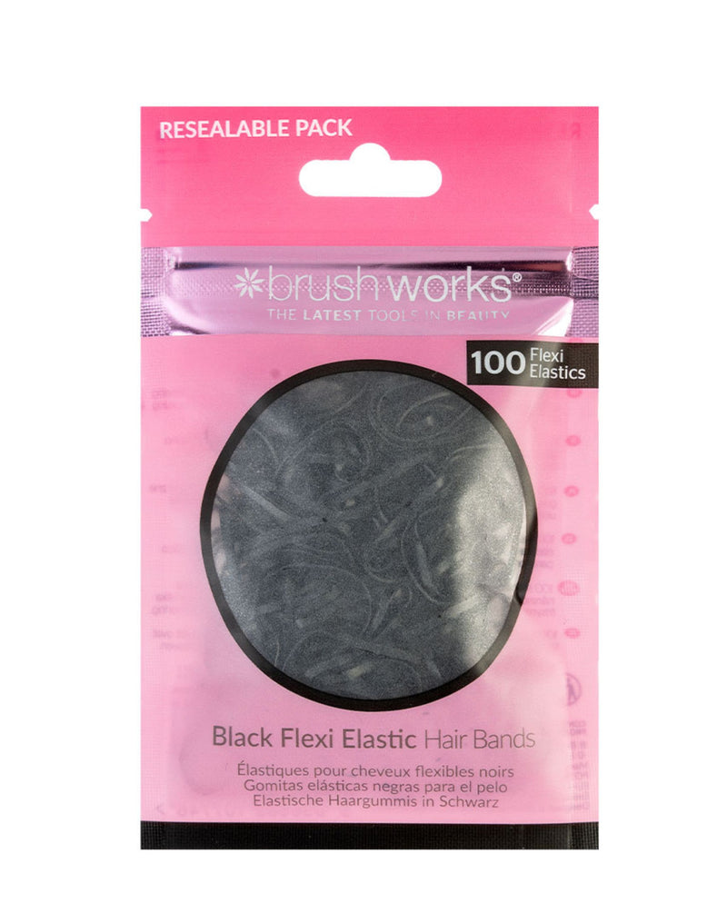 Brushworks Black Flexi Elastic Hair Bands * 100