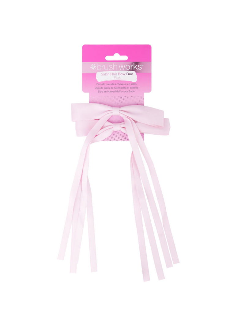 Brushworks Satin Hair Bow Duo – Pink