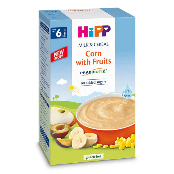 HiPP Organic Corn with Fruits Milk & Cereal 6 Months +* 250 G