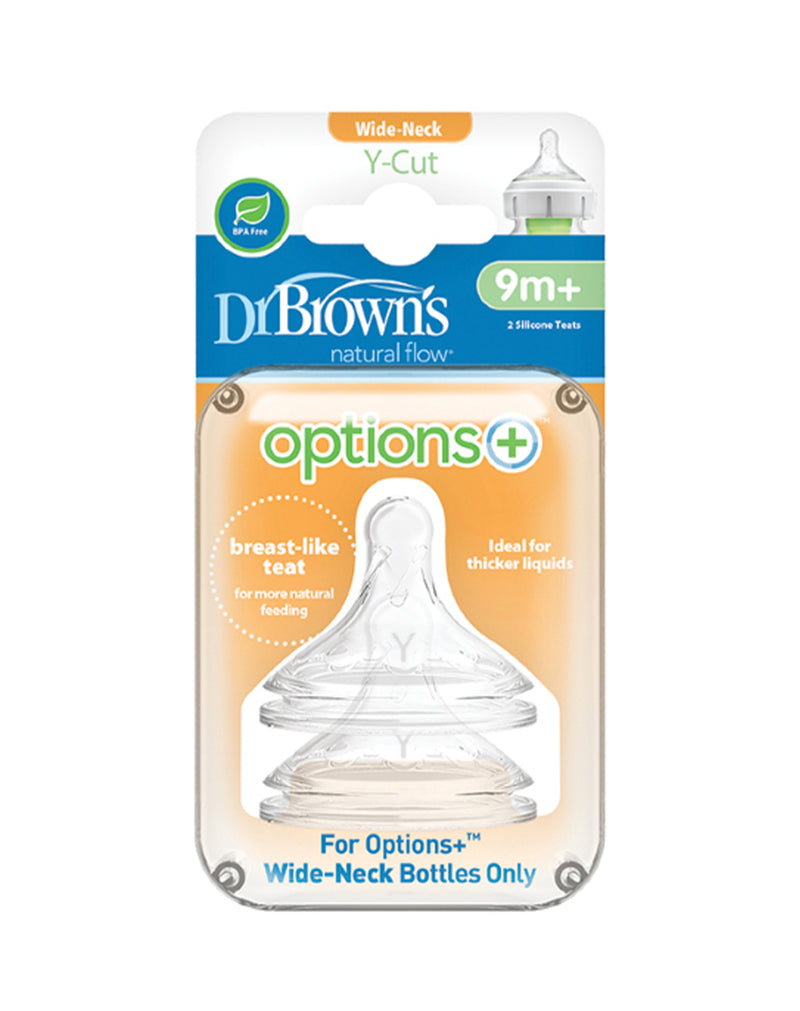 Dr. Brown's Options + Wide Neck Y Cut Silicone Nipples 9 M+ * 2