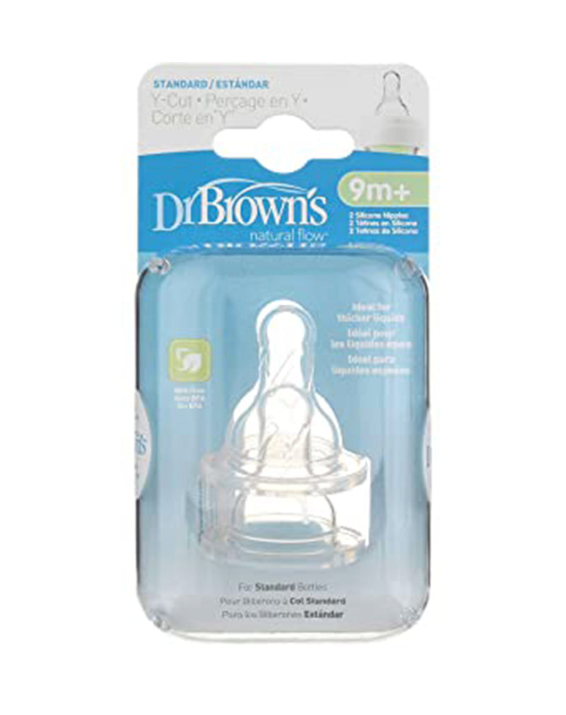 Dr. Brown Fast Flow Y-Cut Narrow Baby Bottle Nipple 9m+ * 2