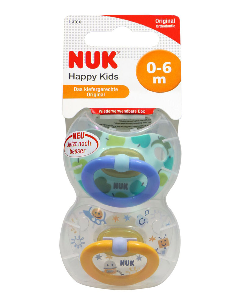 NUK Happy Kids Latex Soother 0-6 Months * 2