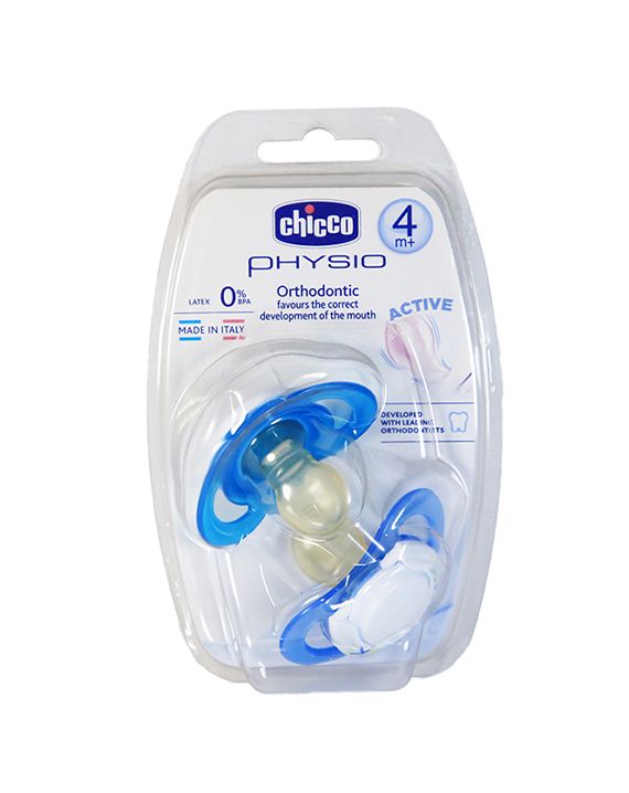 Chicco physio 4m+ orthodontic silicone kt*2 blu