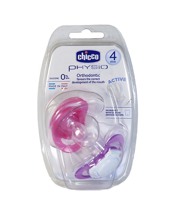 Chicco physio 4m+ orthodontic silicone kt*2 pink